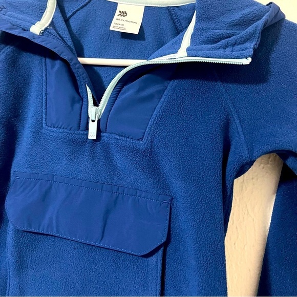 All In Motion Boys XS Micro-fleece Hoodie Thumbhole Cuffs Blue Quarter Zip EUC - Picture 2 of 8